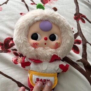 Cute Plush Doll with Red and Cream Outfit